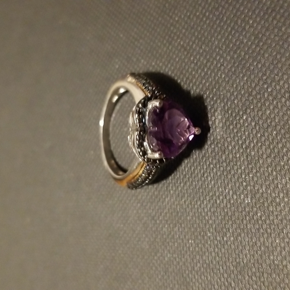 Sterling silver ring with purple heart